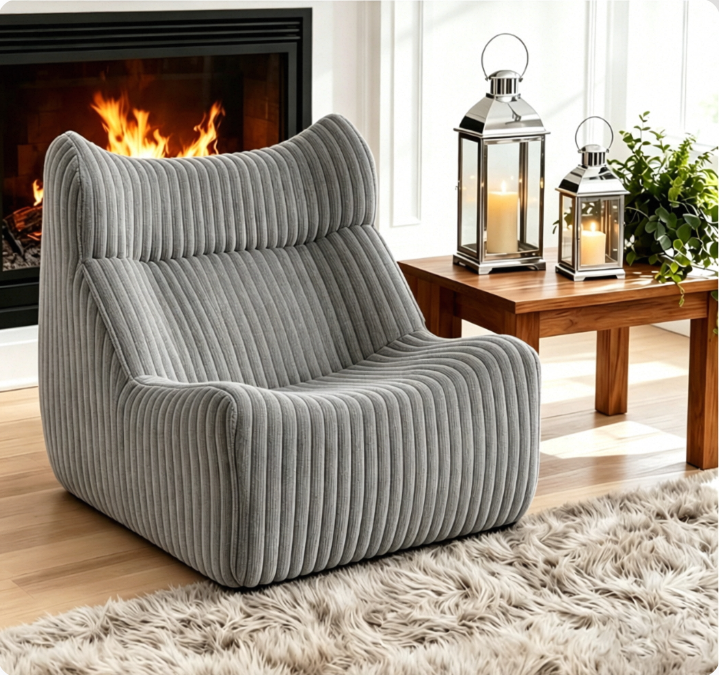One-Piece Foam Sofa | Ergonomic Lounge Sofa with Plush Fabric & Lumbar Support